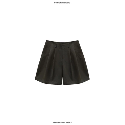 Hypnotism Contour Panel Short Quần đùi ngắn kaki panel xếp ly form Relax Wide Fit 2 màu (Hỏa tốc)