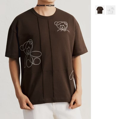 [New8] Áo Thun Oversize Grid Bear Chất Liệu Cotton Spandex Năng Động Thoải Mái, AT0391 SOME HOW STORE