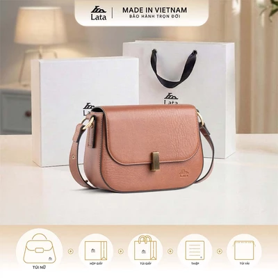 Bộ hộp quà trắng LATA (Túi đeo chéo nữ LATA HN126 + Hộp quà HQ2T + Túi giấy TG2T + Túi rút BVR3838 + Thiệp cảm ơn BT1)