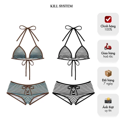 [HÀNG MỚI VỀ] Set bikini hai mảnh quần short sọc ngang NAOMI - 𝐊𝐈𝐋𝐋 𝐒𝐘𝐒𝐓𝐄𝐌