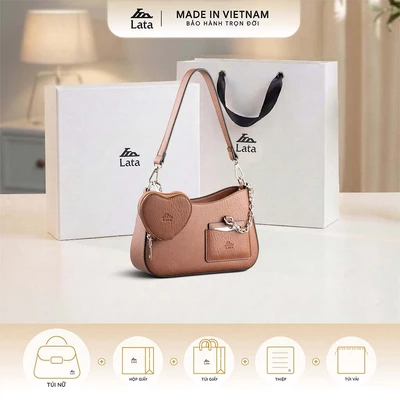 Bộ hộp quà trắng LATA (Túi đeo chéo nữ LATA HN136 + Hộp quà HQ2T + Túi giấy TG2T + Túi rút BVR3838 + Thiệp cảm ơn BT1)