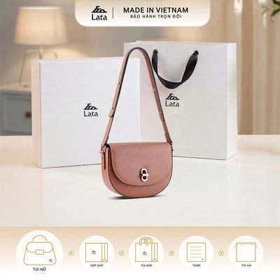 Bộ hộp quà trắng LATA (Túi đeo chéo nữ LATA HN141 + Hộp quà HQ2T + Túi giấy TG2T + Túi rút BVR3838 + Thiệp cảm ơn BT1)