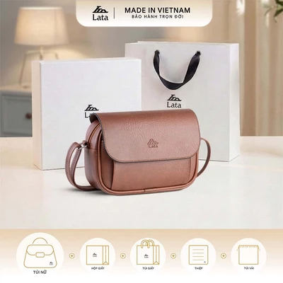Bộ hộp quà trắng LATA (Túi đeo chéo nữ LATA HN158 + Hộp quà HQ2T + Túi giấy TG2T + Túi rút BVR3838 + Thiệp cảm ơn BT1)