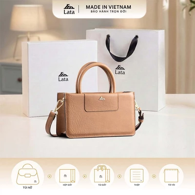 Bộ hộp quà trắng LATA (Túi xách nữ LATA TX25 + Hộp quà HQ2T + Túi giấy TG2T + Túi rút BVR3838 + Thiệp cảm ơn BT1)
