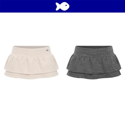 Chân váy xòe ngắn xếp tầng cạp thấp DKMV sẵn quần trong đính logo cá inox vải tweed điệu đà Sonata Skirt | K-V21