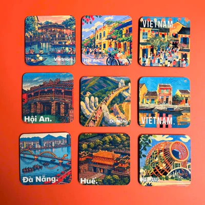 Miếng lót ly uống nước chống thấm nước bảo vệ bàn khỏi đồ uống in hình souvenir quà tặng Du lịch Vietnam 3