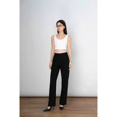 RUBIES Mono Pants - Quần Dài Nữ Vải Tuyết Mưa/Lạnh Gân Ống Suông Đứng