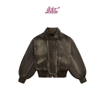 LIDER Jeans | Áo Khoác Jeans Washed Unisex Dáng Bomber LIDER LDJ SERVICE BOMBER JACKET