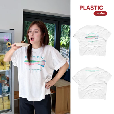Áo thun vải xược oversized boxy, áo thun local "Fish" 250gsm Cổ Tròn Unisex Nam Nữ Basic