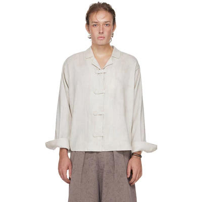 Áo Sơ Mi Nam Kèm Khuy Kiểu Dây Đai Màu Trắng Cloud Dancer - BEUTER® MS RELAXED BELTED SHIRT - CLOUD DANCER