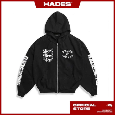 ÁO KHOÁC HADES DIVINE GAZE ZIP HOODIE / Đen Trắng