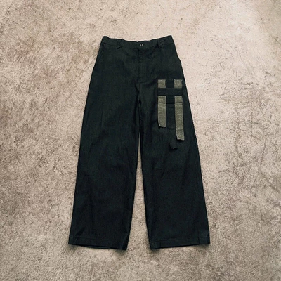 Quần dài ống rộng YELLOW FLICKER denim túi đan unisex