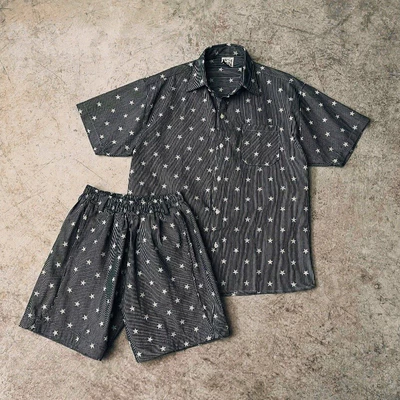 Bộ sơ mi tay ngắn và quần short YELLOW FLICKER super star unisex