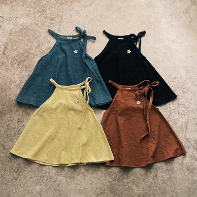 Áo yếm YELLOW FLICKER jeans hoa năm cánh