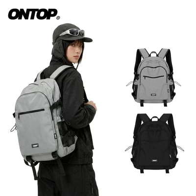 Balo canvas nhiều ngăn local brand ONTOP nam nữ, đựng vừa laptop 15.6 inches màu đen, xám Airflow Backpack | O-P53
