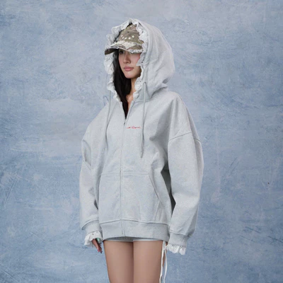 Áo khoác có nón Hoodie zip Dalla phối ren nón và tay form rộng Regods - Hoodie zip Dalla