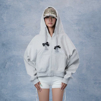 Áo Khoác Hoodie Zip REGODS Nỉ Chân Cua Form Rộng – Hoodie Zip Ribbon Dây Nón Đan Unisex