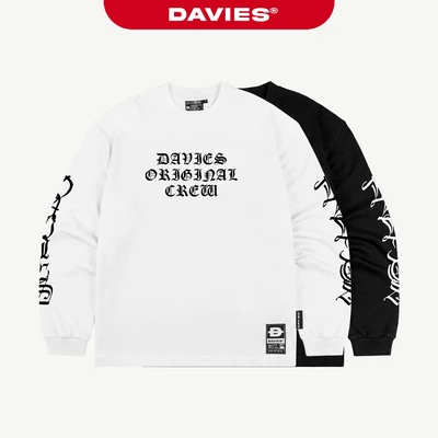 Áo phông dài tay nam nữ DAVIES cổ tay bo chun hình in chữ form rộng Vesper Runes Regular Long Sleeve Tee | D-T68