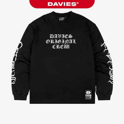 Áo thun dài tay nam nữ tay bo chun DAVIES hoạ tiết hình in chữ màu đen Vesper Runes Regular Long Sleeve Tee | D-T68-D