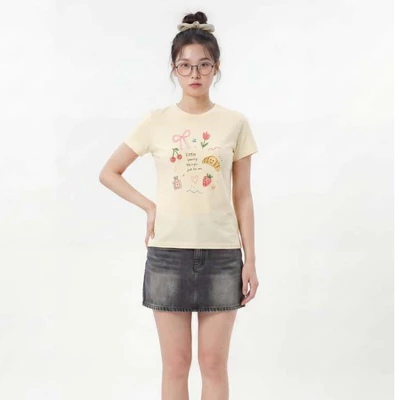 Áo thun Nữ Baby fit Graphic Little Lovely LIMEORANGE LO26111129