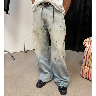 Quần Jeans Nam B Brown Ống Loe Cạp Cao Hiệu Ứng Vẩy Sơn – Painted Flare Jeans B Brown