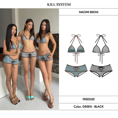 Set bikini hai mảnh quần short sọc ngang NAOMI - 𝐊𝐈𝐋𝐋 𝐒𝐘𝐒𝐓𝐄𝐌