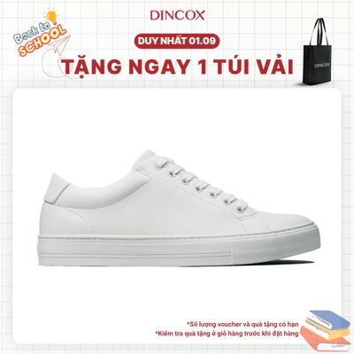 Giày Da Sneaker Unisex Nam Nữ D20 White DINCOX Năng Động Cá Tính - Giày Da Trắng Sang Trọng