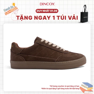 Giày Sneaker Nam Nữ Vải Canvas Phối Da Dincox DC35 CHESTNUT Shoes Unisex Đế Bằng