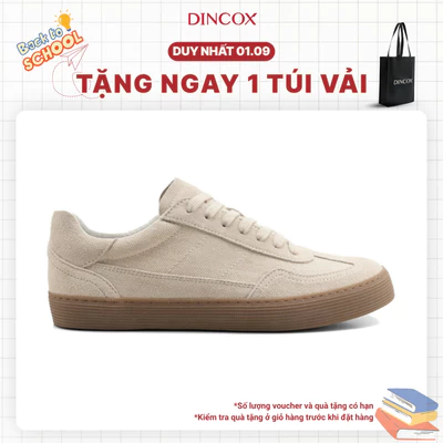 Giày Sneaker Vải Canvas Phối Da Nam Nữ DC35 Beige Dincox Shoes - Đế Khâu Bền Bỉ