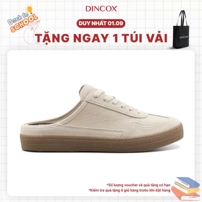 Giày Sục Đạp Gót Mules Vải Sneaker Unisex Nam Nữ DINCOX DC37 Lazy Mule Beige