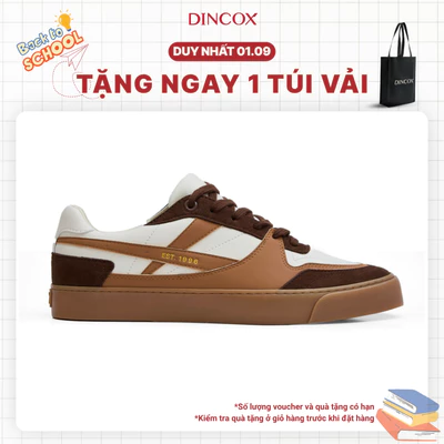 Giày Da Sneaker Nam Nữ DC39 MOCHA Dincox Shoes Đế Bằng - Microfiber Leather