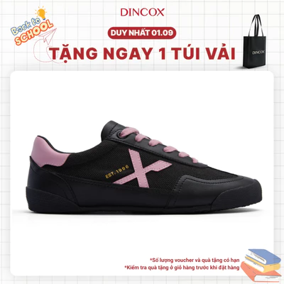 Giày Sneaker Nữ Dincox DC47 BLACK/ PINK Micro Suede Kết Hợp Canvas Shoes Đế Bằng, Bền Và Nhẹ Hơn