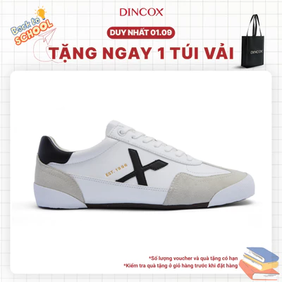 Giày Sneaker Nam Nữ Dincox DC47 WHITE/ BLACK Micro Suede Kết Hợp Da Shoes Đế Bằng, Bền Và Nhẹ Hơn