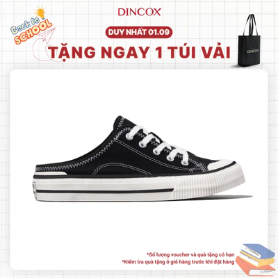 Giày Sục Đạp Gót Mules Vải Sneaker Unisex Tăng Chiều Cao 4cm DINCOX E10 Black