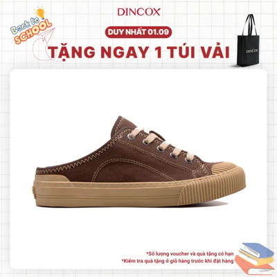 Giày Sục Đạp Gót Mules Vải Sneaker Unisex E10 CHOCO MILK DINCOX Tăng Chiều Cao 4cm