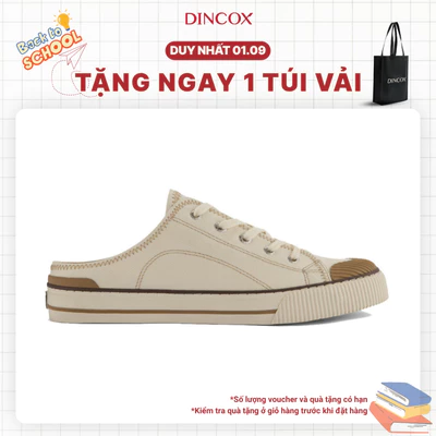 Giày Sục Đạp Gót Mules Vải Sneaker Unisex, Giày Sục Thể Thao Tăng Chiều Cao 4cm DINCOX E10 Off/white