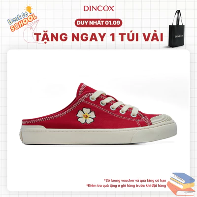 Giày Sục Đạp Gót Mules Vải Canvas DINCOX E10 RED Unisex Tăng Chiều Cao 4cm