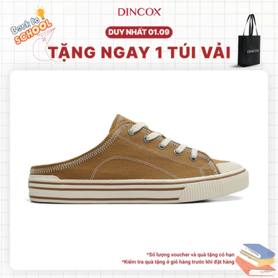 Giày Sục Đạp Gót Mules Vải Sneaker Unisex DINCOX E10 CAMEL LINE Tăng Chiều Cao 4cm
