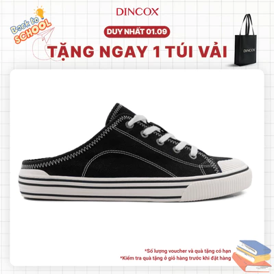 Giày Sục Đạp Gót Mules Vải Sneaker Unisex E10 Black LINE Dincox Shoes