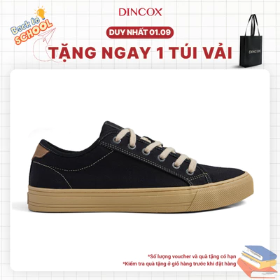 Giày Sneaker Nam Nữ Vải Canvas DINCOX E12 Black/Beige Đơn Giản Thanh Lịch