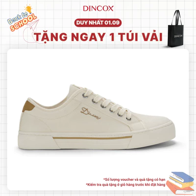 Giày Thể Thao Nam Nữ, Giày Sneaker Vải Canvas, Giày Thời Trang Dincox E12 Cream