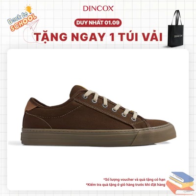 Giày Thể Thao Nam Nữ, Giày Sneaker Vải Canvas, Giày Thời Trang Dincox E12 Kakao
