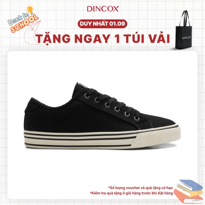 Giày Sneaker Nam Nữ Cổ Thấp Canvas DINCOX E12 BLACK LINE - Giày Vải Unisex Thời Trang Basic