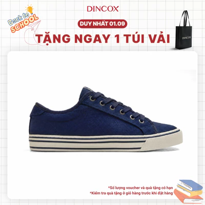 Giày Sneaker Nam Nữ Cổ Thấp Canvas DINCOX E12 NAVY LINE - Giày Vải Unisex Thời Trang Basic
