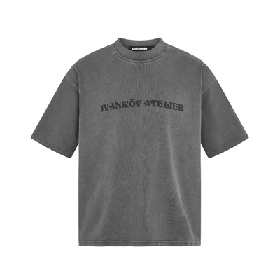 Áo Thun Form Boxy Washed Grey Cotton - Ivankov New Logo Boxy T-Shirt
