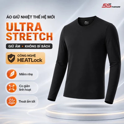 [GIÁ MỞ BÁN] Áo Giữ Nhiệt Nam 5S FASHION HEATLock ULTRA STRETCH, Cổ Tròn, Lót Bông Nỉ Cực Ấm, Trơn Basic M0AGN25102