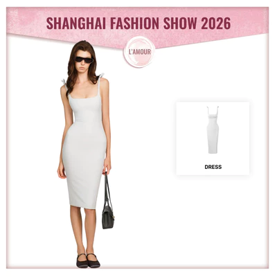 LSOUL Đầm Midi Hai Dây Cổ Vuông Ôm Dáng Phối Nơ Vai Quyến Rũ Sang Trọng Jone Dress V26061717