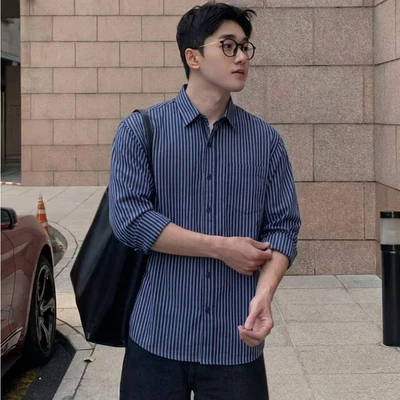 Áo Sơ Mi Dài Tay LINEN Kẻ Sọc ZUTEE Áo Sơ Mi Cộc Tay Form Hơi Rộng Cổ Đức Mát Mẻ ZT17