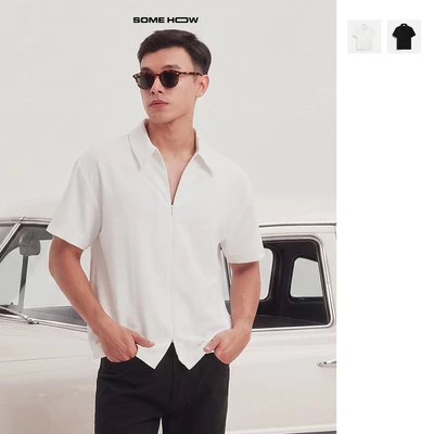 [New9] Áo Sơ Mi Boxy Zipper Chất Liệu Cotton Poly Thanh Lịch Thoải Mái, SM0229 SOME HOW STORE