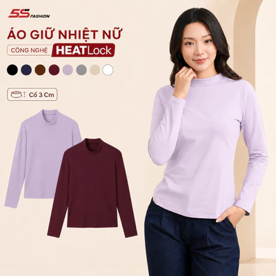 [GIÁ MỞ BÁN]Áo Giữ Nhiệt Nữ Extra-warm 5S FASHION Lót Bông Nỉ Cực Ấm, Trơn Basic W0AGNR5011